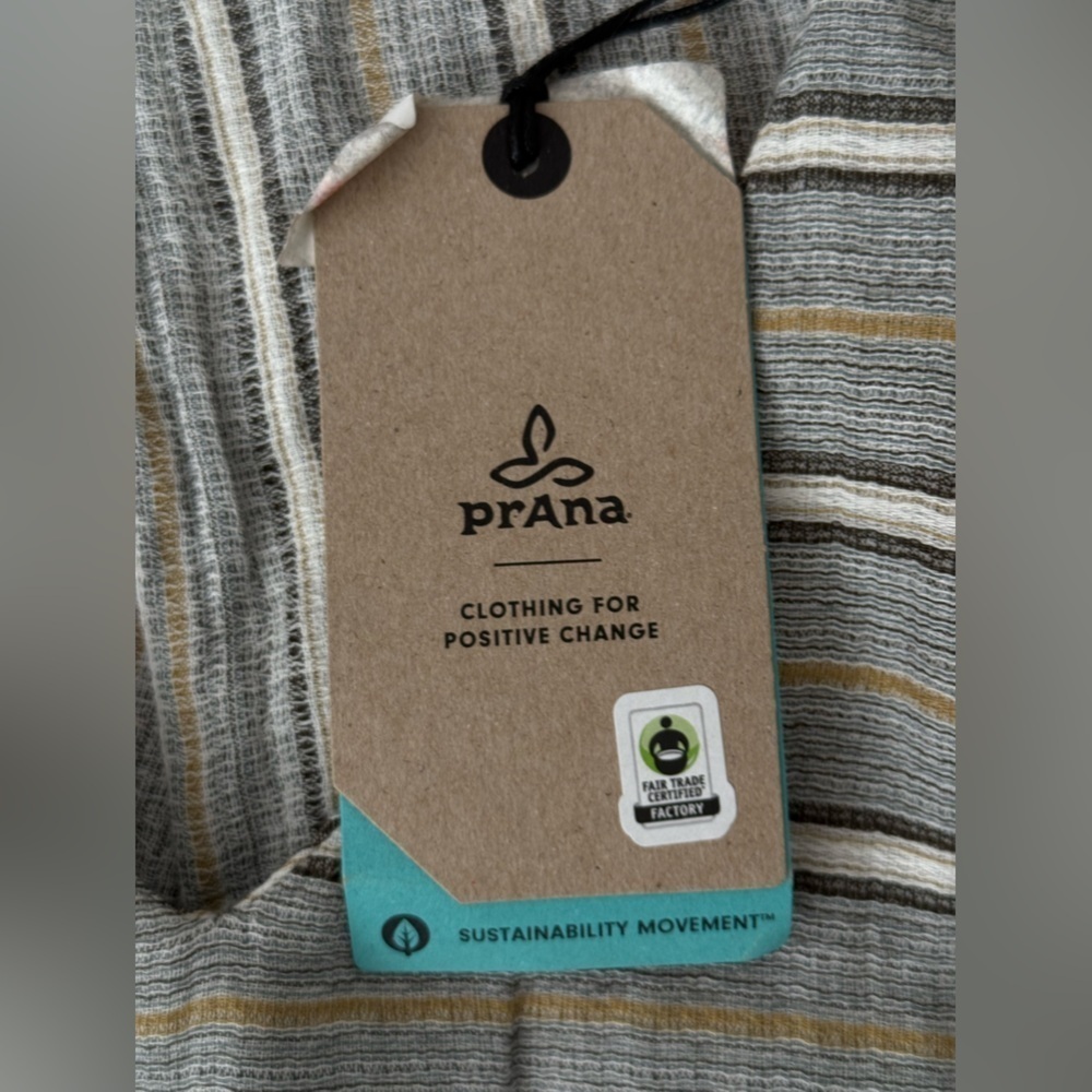 PrAna Ecotropics Dress Gray Stellar Stripe Organic Cotton Size Small Cut Out - Picture 9 of 12